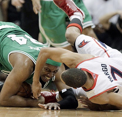 Paul Pierce and the Celtics fail to escape the Hawks' grasp in Game 1, from start to finish. (AP)