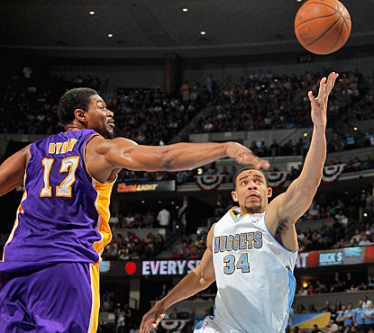 JaVale McGee controls the paint for the Nuggets, scoring 16 points and grabbing 15 boards as Denver gets back in the series.  (Getty Images)