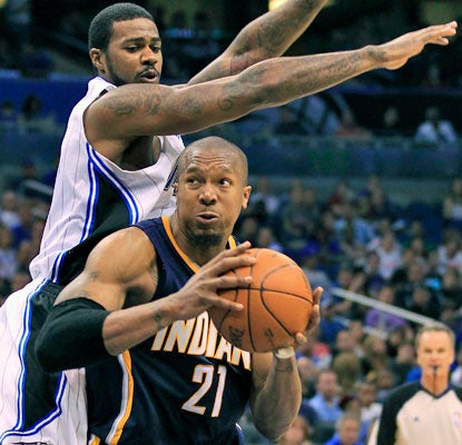 David West comes through for the Pacers in a big way with 26 points, four of which come in overtime.  (AP)