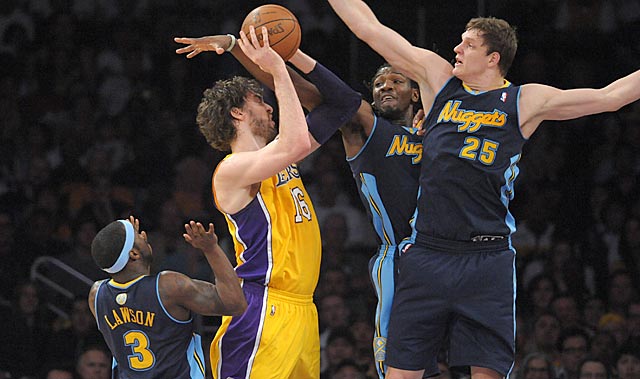Denver would rather cover Pau Gasol (nine points on 4-of-11 shooting) than a off-target guard. (US Presswire)