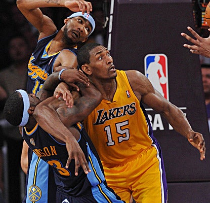 Metta World Peace returns from a seven-game suspension and scores 15 points to help the Lakers advance. (US Presswire)