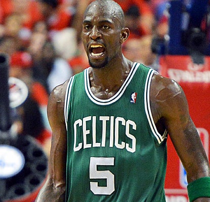 Kevin Garnett celebrates after scoring two of his game-high 27 points for the Celtics during their win in Game 3. (Getty Images)