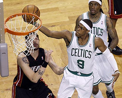 Rajon Rondo glides to the basket here in the first half, then hits what turns out to be the winning shot in overtime.  (US Presswire)