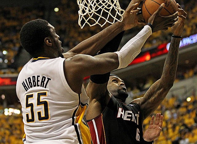 Hibbert was a force early in the second round of the playoffs vs. LeBron and the Heat. (Getty Images)