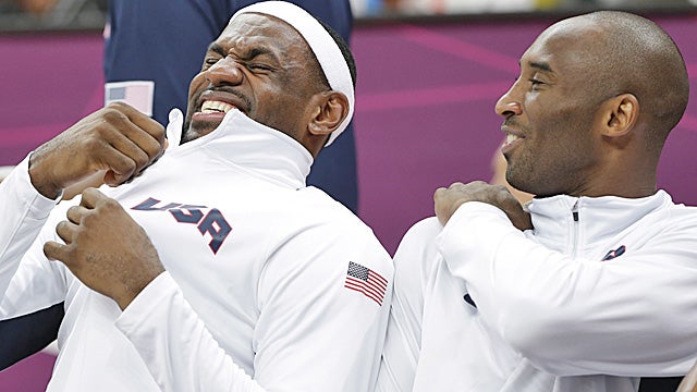 LeBron James and Kobe Bryant are having fun in London, but Team USA's dominance has become rote. (AP)