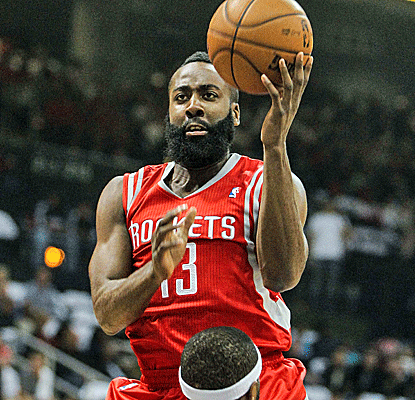James Harden wastes no time in besting his 37-point Rockets debut, scoring 45 in a win over the Hawks.  (US Presswire)