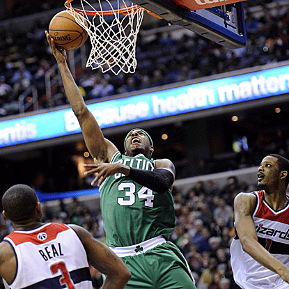 Paul Pierce scores a game-high 27 points, including a key 3 down the stretch, to carry the Celtics past the Wizard. (AP)