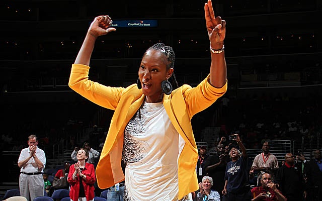 Holdsclaw, here in August at a Mystics event, had bond set at $100,000 on Friday. (Getty Images)
