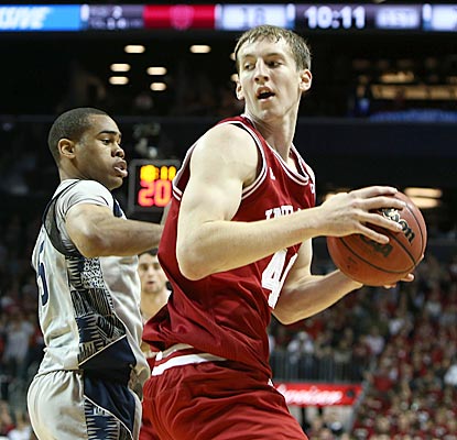 One night after being held to six points, Indiana's Cody Zeller bounces back with a 17-point effort against Georgetown.  (US Presswire)