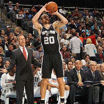 Manu Ginobili adds 11 points and seven assists in the Spurs' 30-point victory over the Bobcats. (Getty Images)