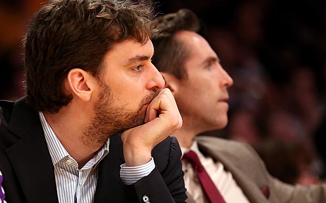 Key players in the D'Antoni offense, Gasol and Steve Nash will remain on the sidelines for now. (Getty Images)