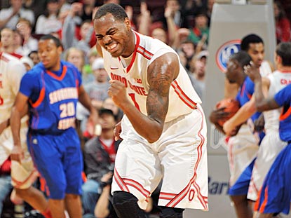 Deshaun Thomas can't help but feel good about the Buckeyes' performance during a dominant first half.  (Getty Images)
