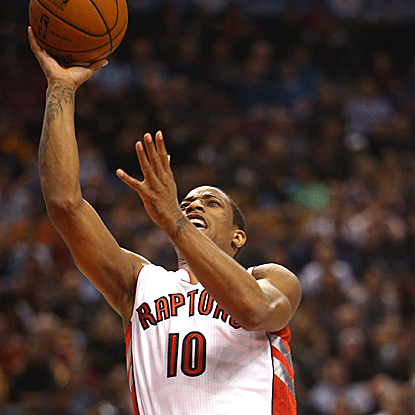 DeMar DeRozan scores a team-high 17 points as the Raptors hold off the Magic. (US Presswire)