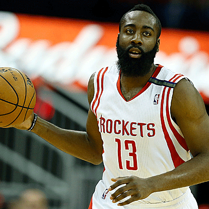 The Rockets' James Harden drops 31 against the Grizz to score at least 20 points in his eighth straight game. (Getty Images)