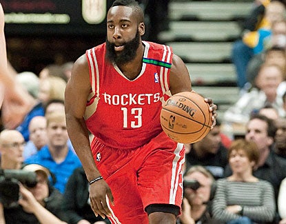 James Harden scores 17 of his 30 points in the fourth quarter, helping lock up the road win for Houston. (US Presswire)