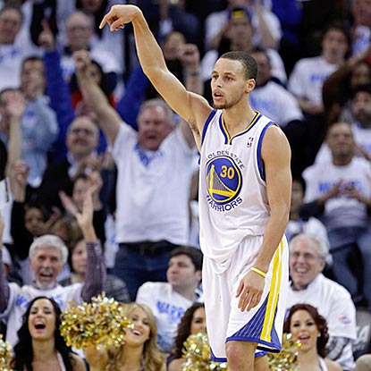 Stephen Curry feels it in the first half, making 9 of 11 shots, including four of six from beyond the arc.  (Getty Images)