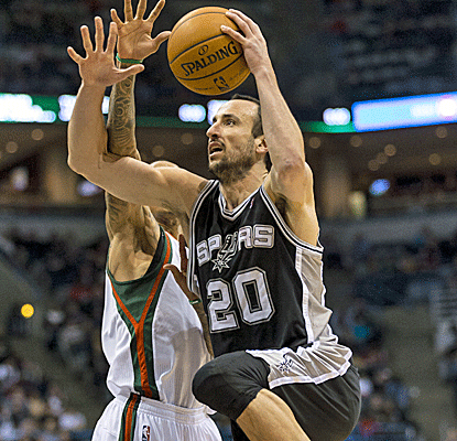 Manu Ginobili scores 16 big points off the bench as the Spurs win their 7th straight.  (US Presswire)