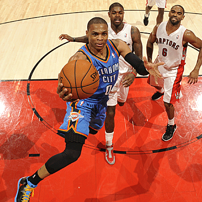 Russell Westbrook scores a team-high 23 points in the Thunder's first game north of the border since Dec. 2010. (AP)