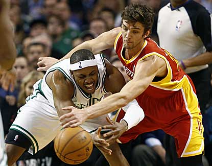 Paul Pierce scores 16 of his 23 points in the second half to lead the Celtics past Houston. (US Presswire)