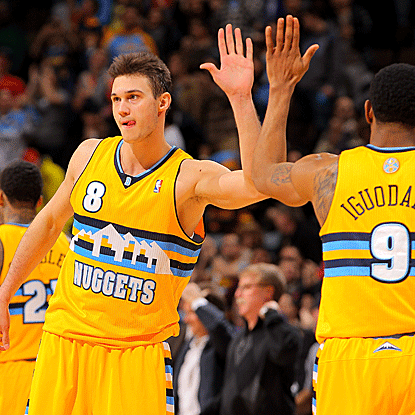 Danilo Gallinari scores a team-high 25 points, including a big 3-pointer in OT, as the Nuggets defeat the Trail Blazers. (Getty Images)