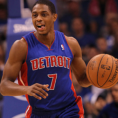 Brandon Knight connects on five 3's and finishes with a career-high 31 points in the Pistons' victory. (Getty Images)