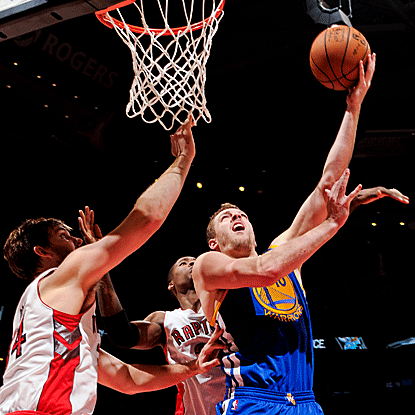 David Lee now has an NBA-high 18 games with at least 20 points and 10 rebounds after the Warriors' win. (Getty Images)