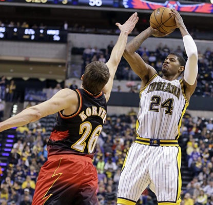 Paul George torments the Hawks with a 29-point effort as the Pacers win their fourth straight. (AP)