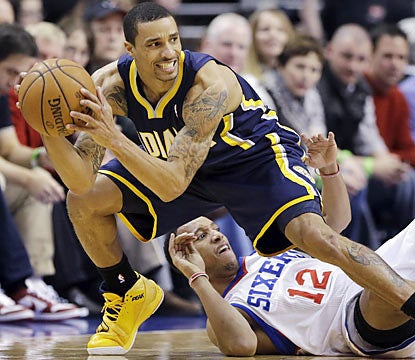 George Hill is one of four Pacers to finish with at least 15 points, and one of three Pacers with five or more assists. (AP)