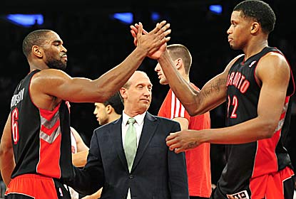 Alan Anderson (left) finishes with 26 points to pick up the slack for Rudy Gay, who shoots 4 for 21 for an 11-point night. (US Presswire)