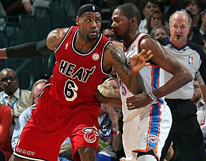 OKC suffers a similar fate to the rest of the NBA as LeBron James scores 39 points, grabs 12 boards and dishes 7 assists. (Getty Images)
