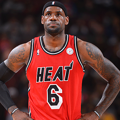 LeBron James records his 35th career triple-double in the Heat's rout of the Sixers in Philadelphia. (Getty Images)