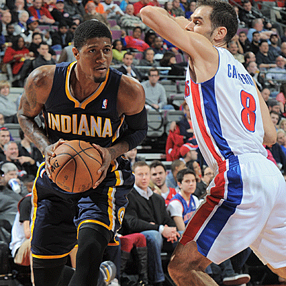 Paul George's double-double helps the Pacers easily defeat the Pistons for the second time in as many nights. (Getty Images)