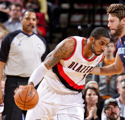 LaMarcus Aldridge imposes his will on the Bobcats. The Blazers power forward finishes with 23 points and 14 rebounds. (Getty Images)