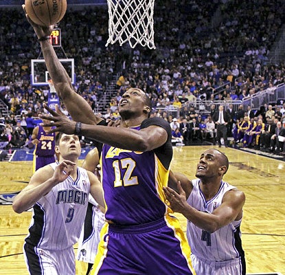 Dwight Howard scores a season-high 39 points against the Magic, and ties his own NBA record with 39 free-throw attempts. (AP)