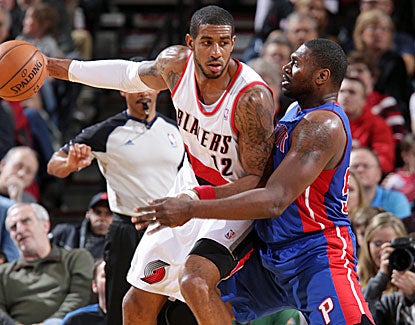 Portland's LaMarcus Aldridge lights up the Detroit defense for 31 points and also grabs 12 rebounds. (Getty Images)