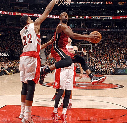 Dwyane Wade leads the Heat again in Toronto, scoring 24 points on 10-of-15 shooting and dishing a team-high nine assists. (Getty Images)