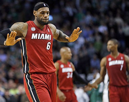 LeBron hits the go-ahead shot to help the Heat record their first regular season win in Boston since Miami's Big Three formed. (USATSI)