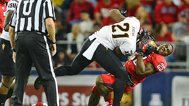 Targeting a defenseless player with the helmet will result in an automatic ejection next season. (USATSI)