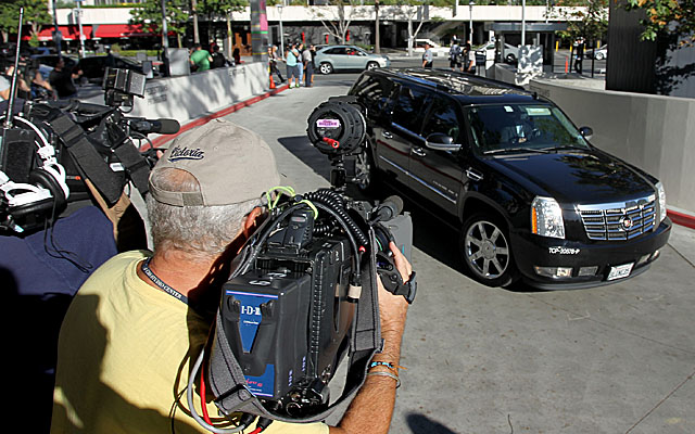 Kim Kardashian arrives for a brief hearing at a Los Angeles courthouse on Friday. (Getty Images)