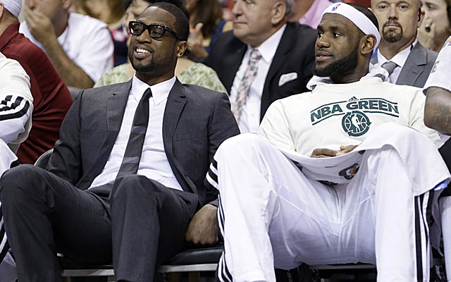 Wade, who missed games in early April to his balky ankle and knee, is again day to day. (AP)