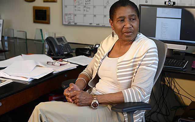 Michele Roberts doesn't seem to like the media very much.  (Getty Images)