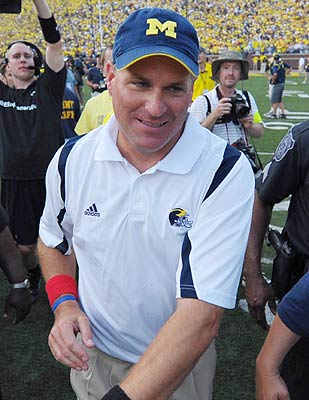 Rich Rodriguez is trying to bring Michigan back to prominence. (US Presswire)