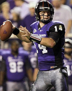 Andy Dalton, a projected fifth-round pick, is tied with Sammy Baugh for the most wins in TCU history. (AP)
