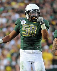 Kenny Rowe is back at Oregon after leading the Pac-10 with 11 1/2 sacks. (Getty Images)