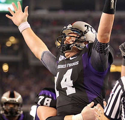 Andy Dalton becomes TCU's winningest quarterback, passing Sammy Baugh, with his 30th victory.  (Getty Images)