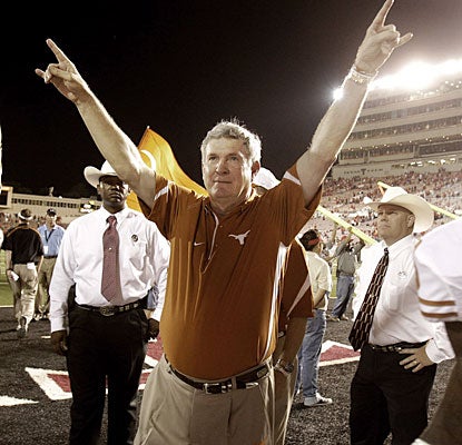 Mack Brown and Texas walk away victorious Saturday night, but not in convincing fashion.  (AP)