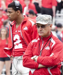 Terrelle Pryor's actions not only lead to his early exit, but took down Jim Tressel too. (US Presswire)