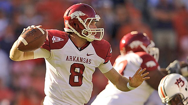 Tyler Wilson nearly led Arkansas to a win over Auburn last year after Ryan Mallett went down. (US Presswire)