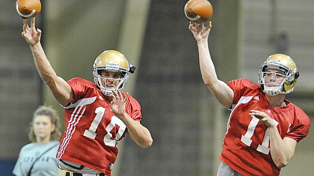 Senior Dayne Crist and sophomore Tommy Reese are locked in an August QB battle. (US Presswire)
