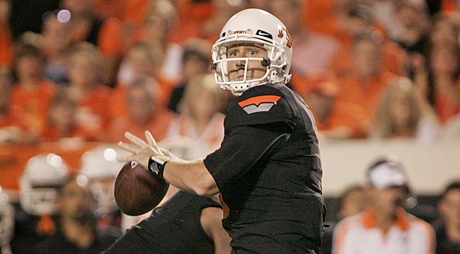 At nearly age 28, Brandon Weeden prides himself on being the calm in Oklahoma State's storm. (Getty Images)